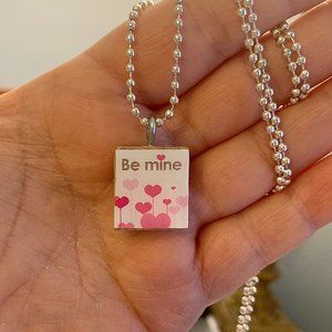 (2/$12,4/$20) Be Mine Scrabble Tile Necklace